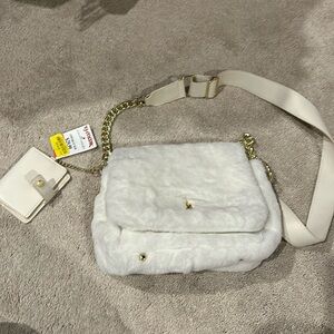 Isaac Mizrahi Fluffy Crossbody Bag with Wristlet